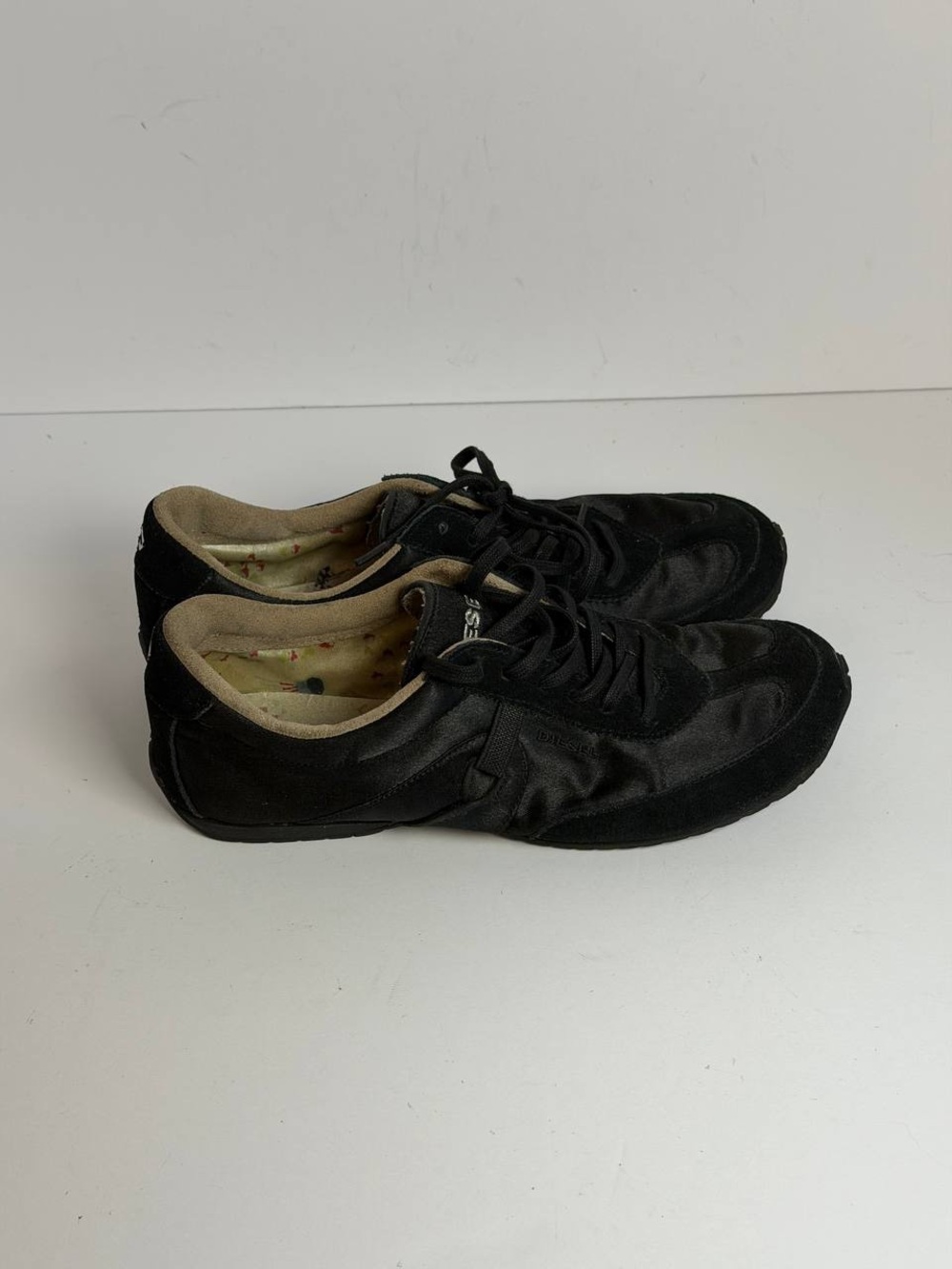 Diesel Vintage Y2K Kyvella Low-Profile Lifestyle Black Satin Sneakers Size 8